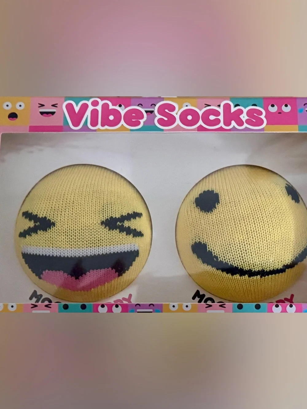 Yellow Emoji Crew Socks - 2 Pack NEW